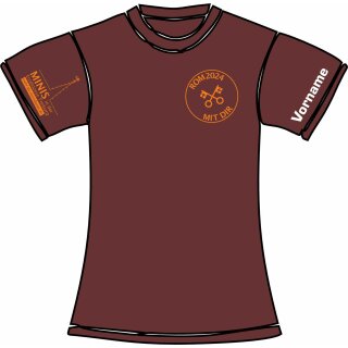 RNG ROM 2024 Damen Shirt, 180g/m², minimalistisches Logo, oranger Aufdruck